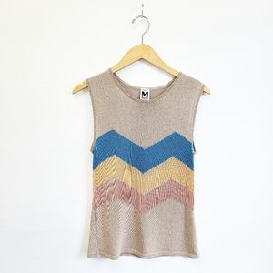 M Missoni Beige/Blue/Pink Print Knit Top | S